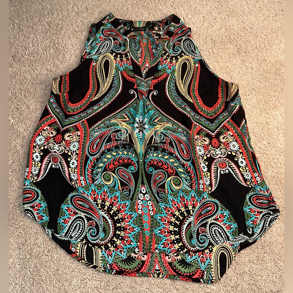 7th Avenue Paisley Sleeveless Top - Multicolor. Size L - Picture 2 of 10